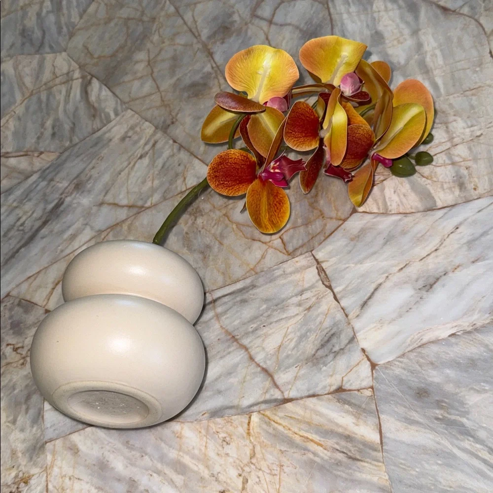 Vibrant Orange Orchid in Cream Vase‎